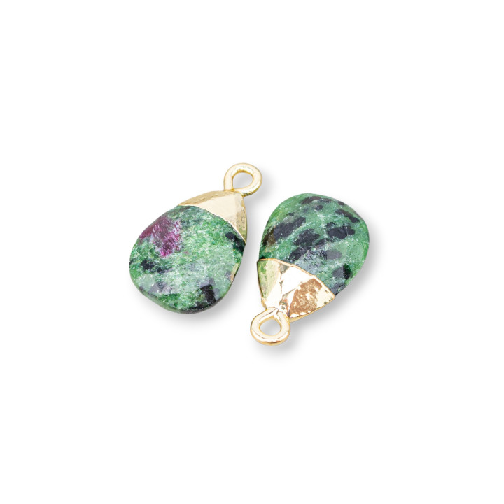 Componente colgante de bronce con piedras semipreciosas facetadas 10x17 mm 8 piezas Rubizoisita