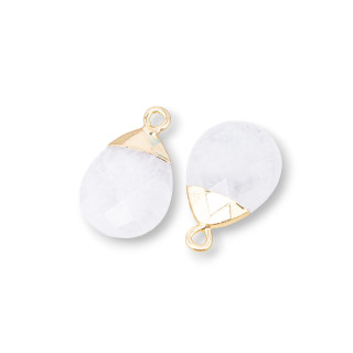 Composant Pendentif Bronze Avec Pierres Semi-précieuses Facettes 12.5x20mm 6pcs Cristal de Roche