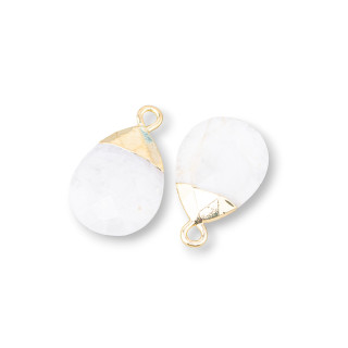 Componente Pendente Di Bronzo Con Pietre Dure Sfaccettate 12,5x20mm 6pz Cristallo Di Rocca Milk