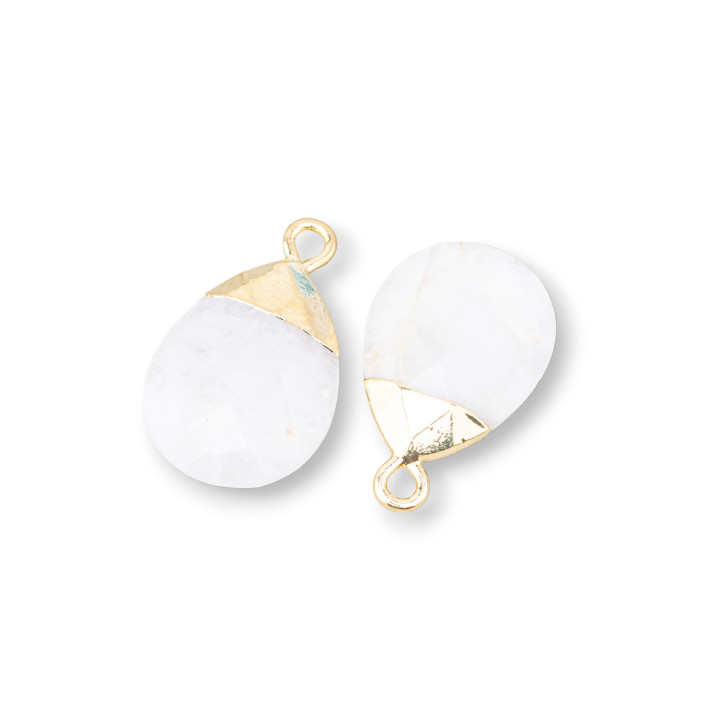 Componente Pendente Di Bronzo Con Pietre Dure Sfaccettate 12,5x20mm 6pz Cristallo Di Rocca Milk