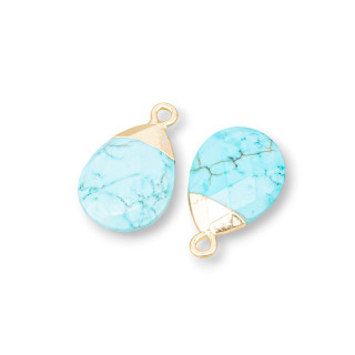 Componente colgante de bronce con piedras semipreciosas facetadas 12,5x20 mm 6 piezas Magnesita