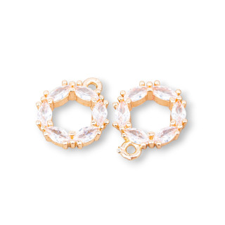 Componente Colgante De Bronce Con Circonitas Circulo 14mm 30uds Con 1 Aro Blanco