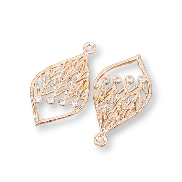 Composant de pendentif feuille en bronze 14x27mm 24pcs avec 1 anneau