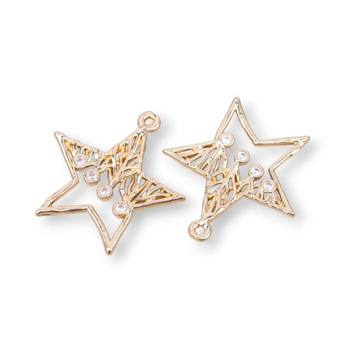 Componente colgante de estrella de bronce 20 mm 24 piezas con 1 anillo