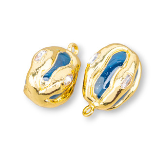 Halbedelstein-Anhängerkomponente 18–20 mm, 4 Stück mit 1 blauen Ring