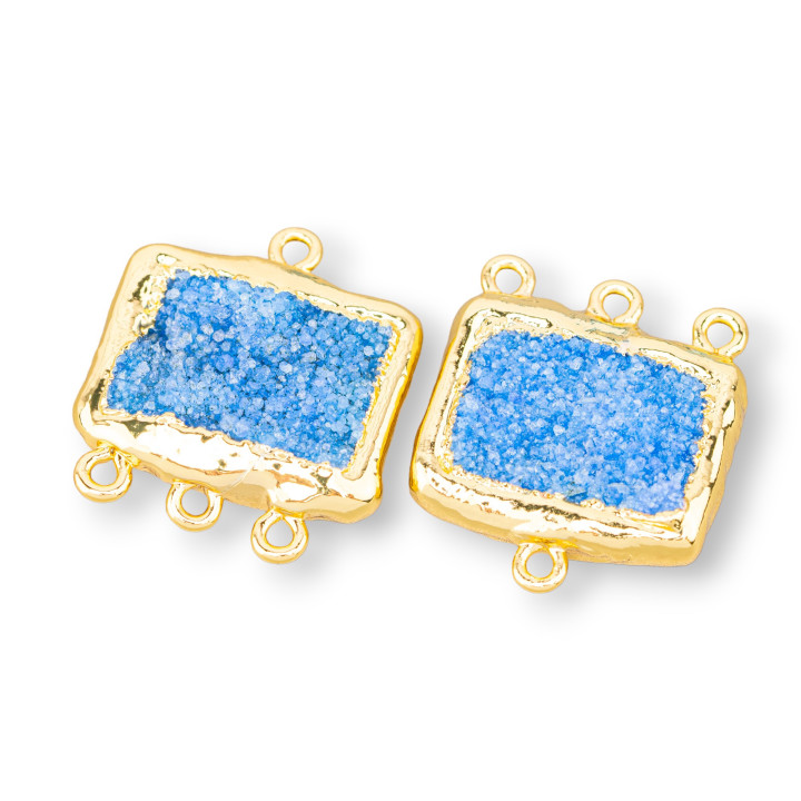 Componente Pendente Di Pietre Dure 22x25mm 4pz Con 4 Anellini Blu