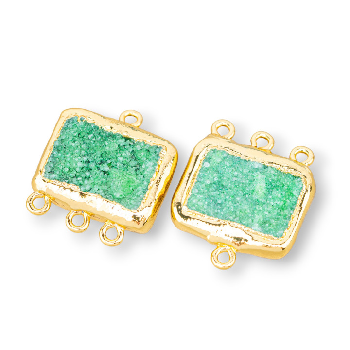 Componente colgante de piedra semipreciosa 22x25 mm 4 piezas con 4 anillos verdes
