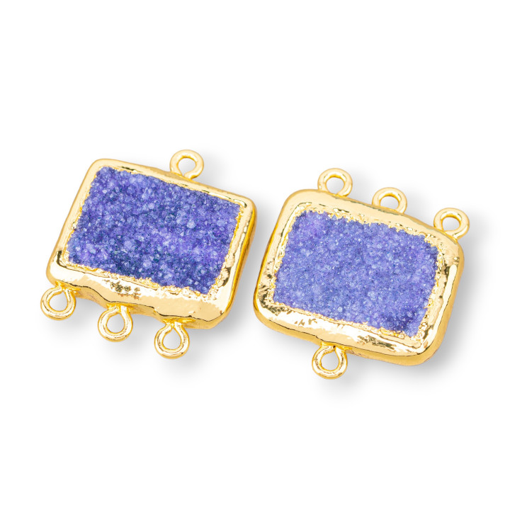 Semi-precious Stone Pendant Component 22x25mm 4pcs With 4 Purple Rings