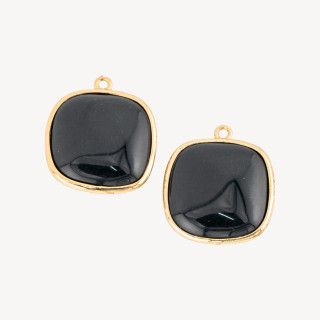 Conector de componente de latón ojo de gato cuadrado de 22 mm con 1 anillo 6 piezas negro