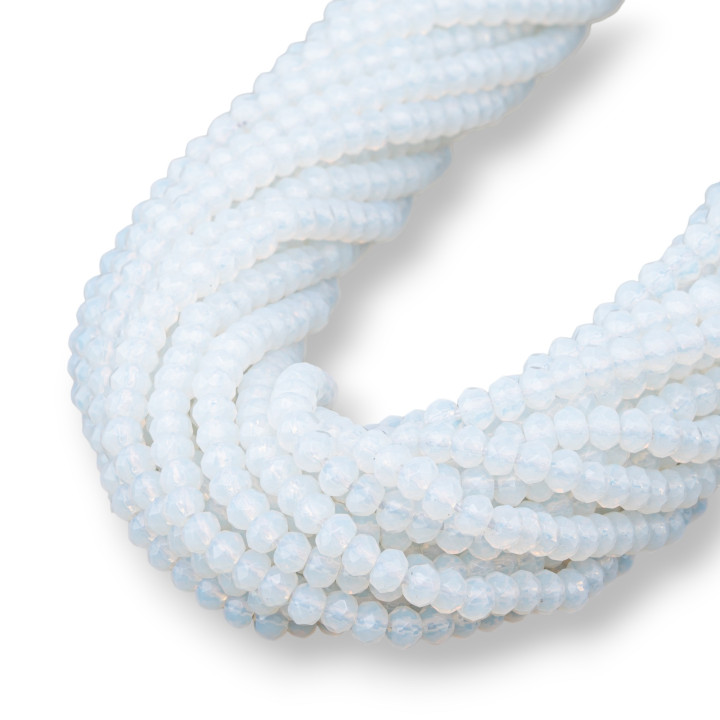 Rondelle à Facettes Jade Coloré 4x3mm Opale Blanche