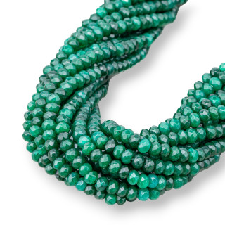 Έγχρωμο Jade Faceted Rondelle 4x3mm Σμαραγδένιο Πράσινο
