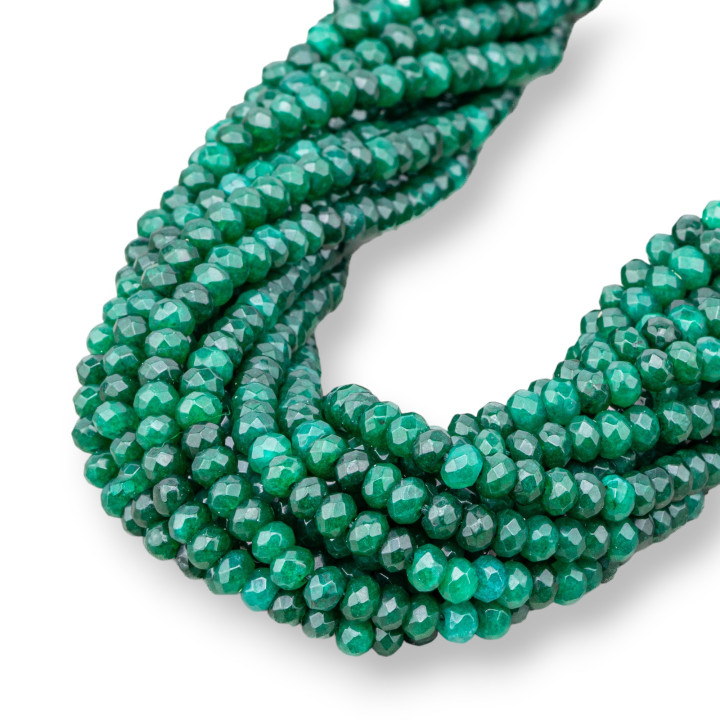 Έγχρωμο Jade Faceted Rondelle 4x3mm Σμαραγδένιο Πράσινο