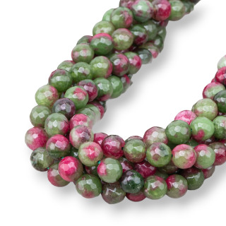 Jade Jadeíta de Colores Línea Económica Facetado 08mm Mix Rojo Verde