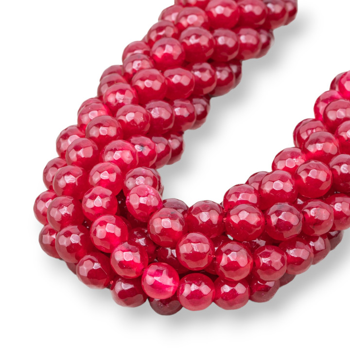 Έγχρωμο Jadeite Jade Economic Line Faceted 08mm Κόκκινο