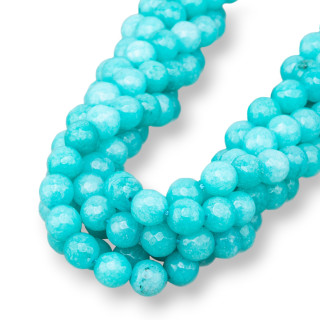 Farbiger Jadeit, Jade Economic Line, facettiert, 08 mm, helltürkis