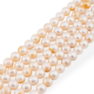 Perles de rivière rondes 9.0-9.5mm A blanc tacheté