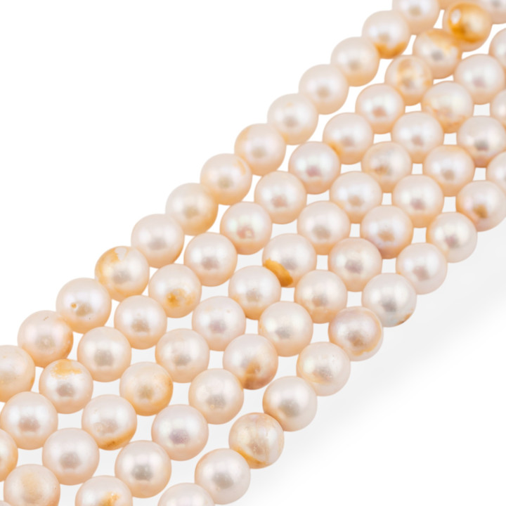 Perles de rivière rondes 9.0-9.5mm A blanc tacheté