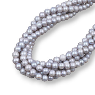 Perle di Fiume Tonde 7,0-7,5mm A Grigio