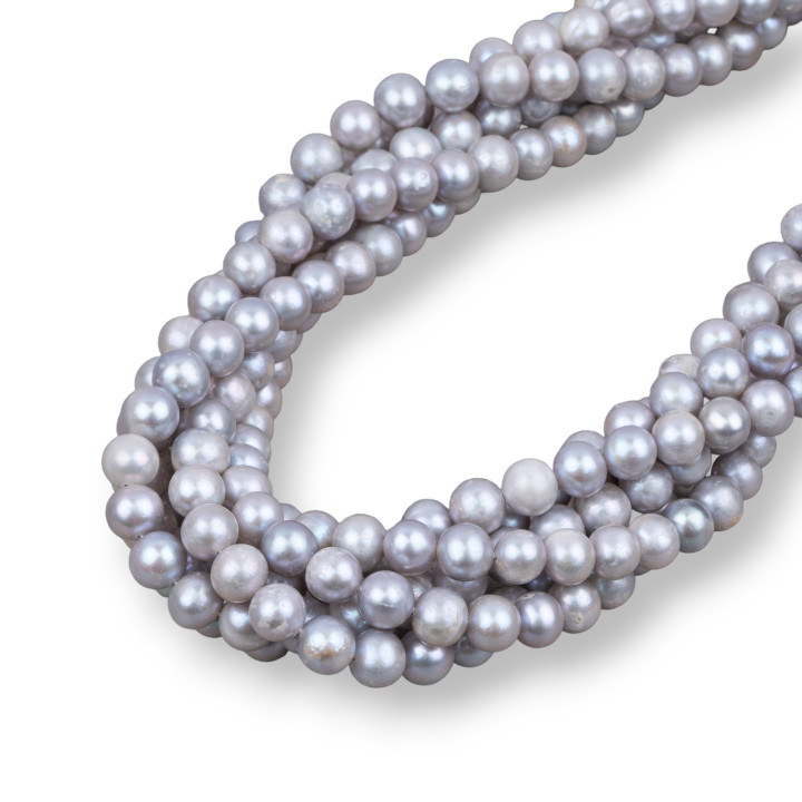 Perle di Fiume Tonde 7,0-7,5mm A Grigio