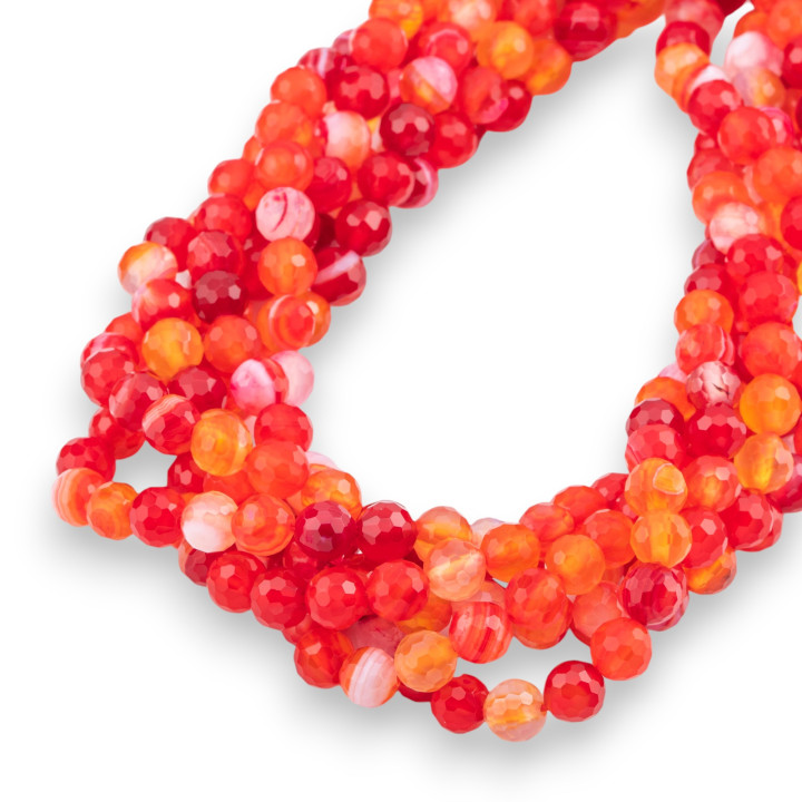 Roter Achat, Rubin, gestreift, facettiert, 06 mm