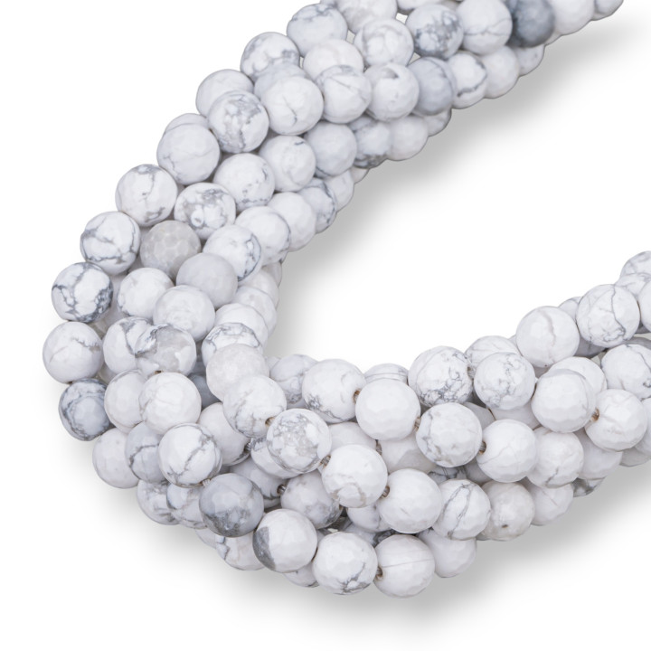 Aulite Bianco Perlina Tonda Sfaccettata 8mm