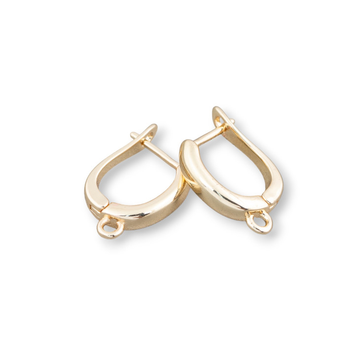 Bronze Earring Bases Smooth Closed Stud 11x15.5mm 12 Pairs Golden
