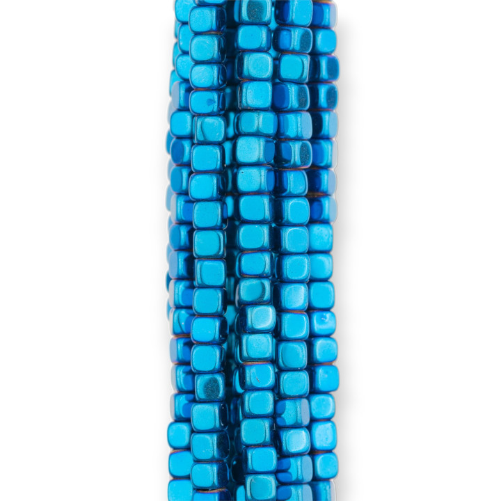 Hématite Cube Biseauté 02mm Bleu