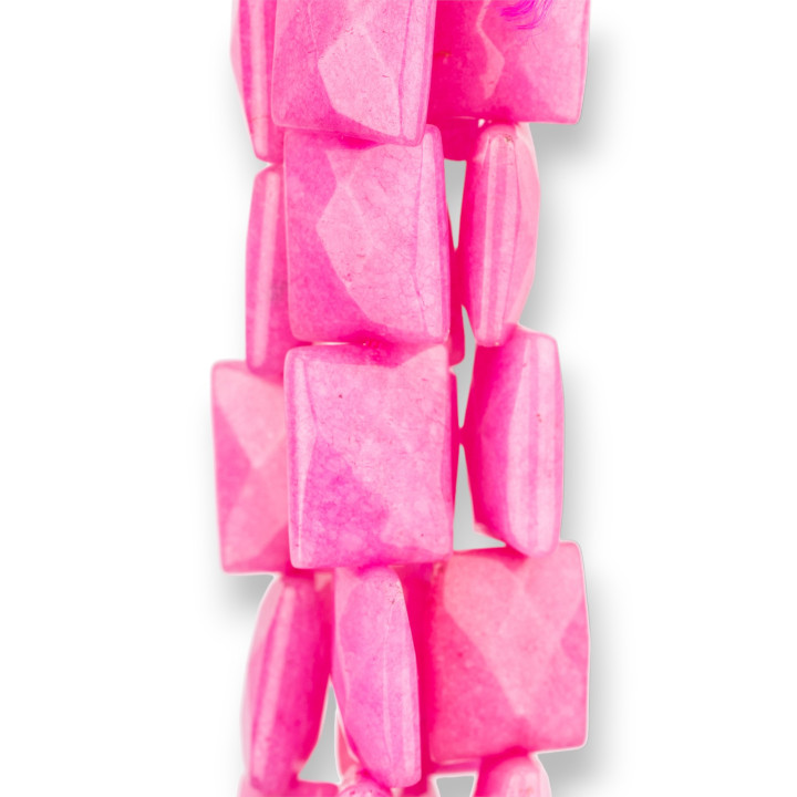 Jade Fucsia Rectángulo Plano Facetado 18x25mm