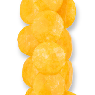 Jade Jaune Rond Lisse Plat Facette 30mm