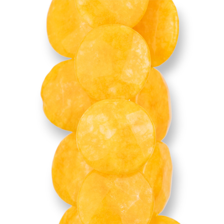 Κίτρινο Jade Στρογγυλό Λείο Επίπεδο 30mm