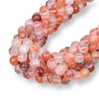 Quarzo Ematoide Rosso Chiaro Perlina Tonda Sfaccettata 8mm