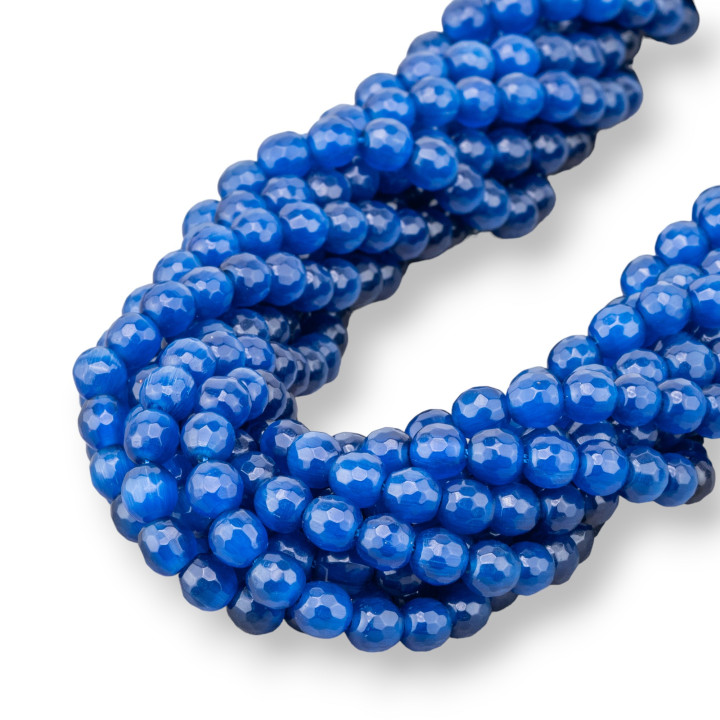 Occhio Di Gatto Blu Scuro Perlina Tonda Sfaccettata 6mm