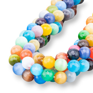 Occhio Di Gatto Multicolor Perlina Tonda Sfaccettata 10mm