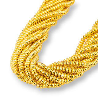 Hematite 18k Gold Faceted Rondelle 4x2mm