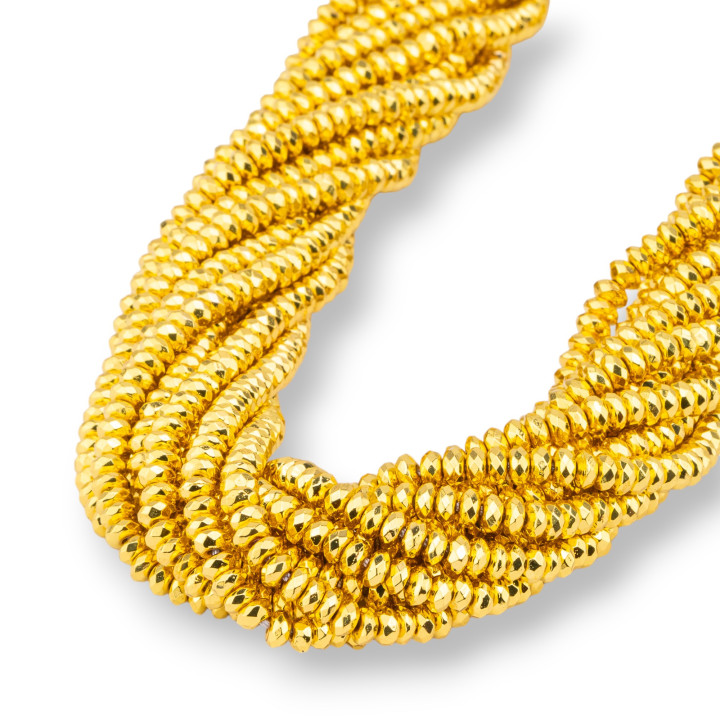 Hematites Rondelle Facetado 4x3mm Oro 18k