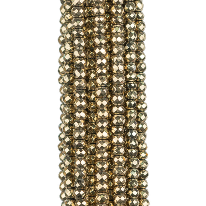 Hématite Rondelle Facette 4x3mm Pyrite