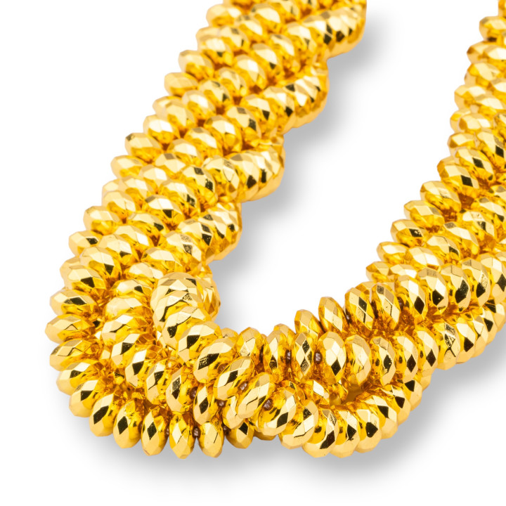 Αιματίτης 18 καρατίων χρυσός Rondelle Faceted 8x3mm