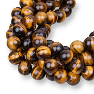 Oeil de Tigre Jaune Rond Lisse 12mm