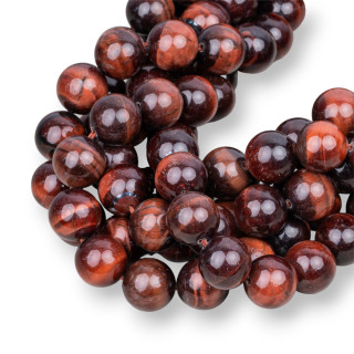 Occhio di Tigre Rosso Naturale Tondo Liscio  8mm