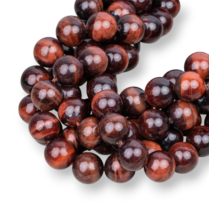 Occhio di Tigre Rosso Naturale Tondo Liscio  8mm