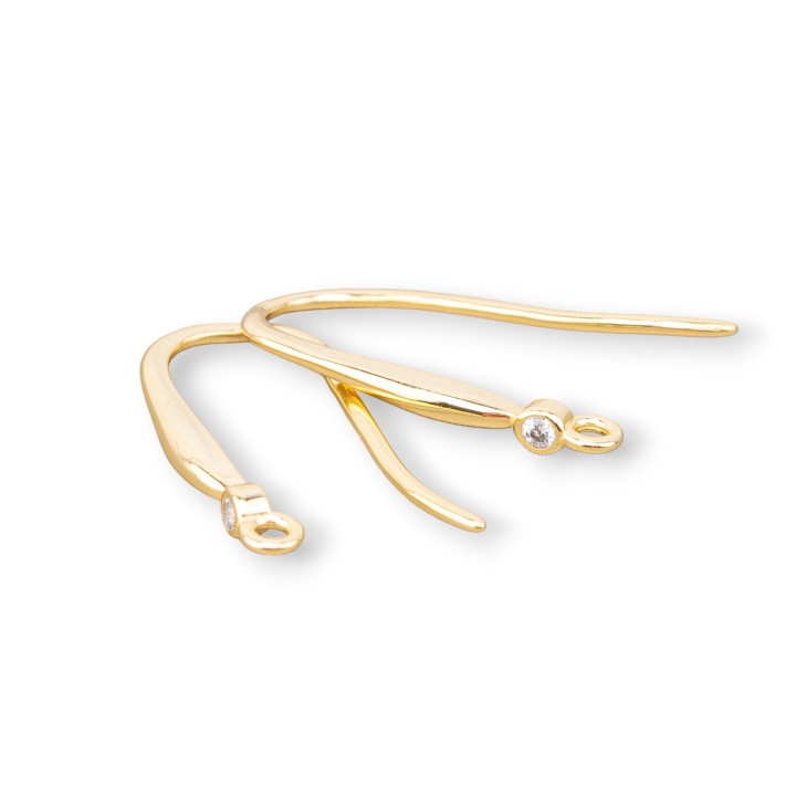 Base Pour Boucles D'oreilles En Argent 925 Avec Point Lumineux 2x18mm 5 Paires Doré