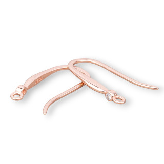 Base Para Pendientes De Gancho De Alambre De Plata 925 Con Punto De Luz 2x18mm 5 Pares Oro Rosa