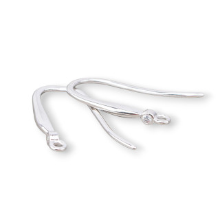 Basis für Ohrringe aus 925er Silber. Ohrringe mit Lichtpunkt, 2 x 18 mm, 5 Paar, rhodiniert