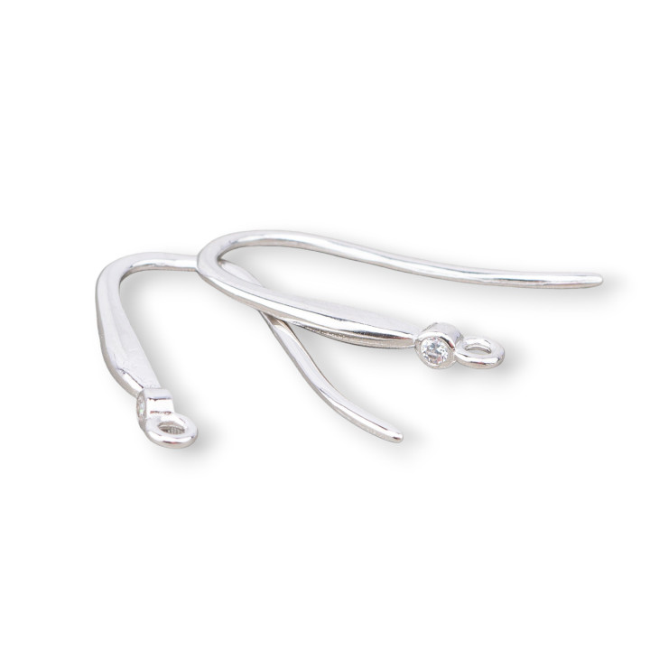 Base Pour Boucles D'oreilles En Argent 925 Avec Point Lumineux 2x18mm 5 Paires Plaqué Rhodié