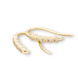 Basis für Ohrringe aus 925er Silber. Ohrringe mit Zirkonen 2,4 x 15 mm, 5 Paar golden