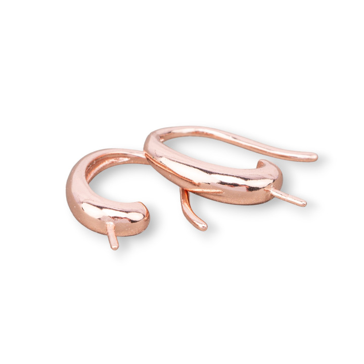 Base Per Orecchini Di Argento 925 Monachella Liscia Con Chiodino Finale 3,5x16mm 2 Paia Oro Rosa