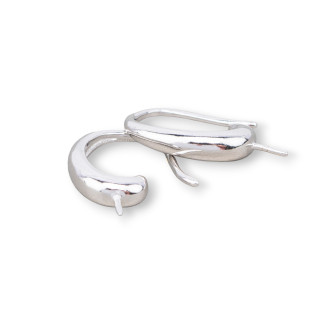 Base Para Pendientes De Plata 925 Gancho Liso Con Clavo Final 3.5x16mm 2 Pares Rodiado