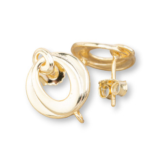 Base Pour Boucles D'oreilles En Argent 925 Clou 14x18mm 2 Paires Doré