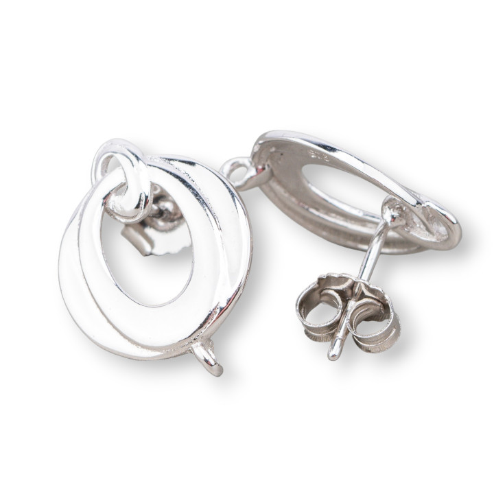 Base Pour Boucles D'Oreilles En Argent 925 Clou 14x18mm 2 Paires Plaqué Rhodium