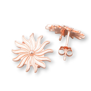 Base Pour Boucles D'Oreilles En Argent 925 Clou Soleil 15mm 2 Paires Or Rose